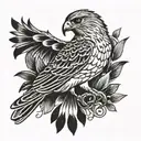 hawk sitting tattoo design idea