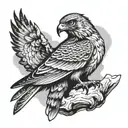hawk sitting tattoo design idea