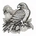 hawk sitting tattoo design idea