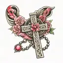 rosary breast cancer ribbon tattoo design idea