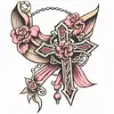 rosary breast cancer ribbon tattoo design idea