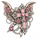 rosary breast cancer ribbon tattoo design idea