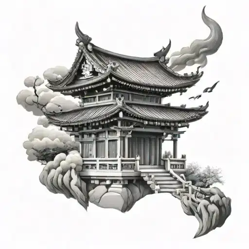 japanese temple tattoo design idea