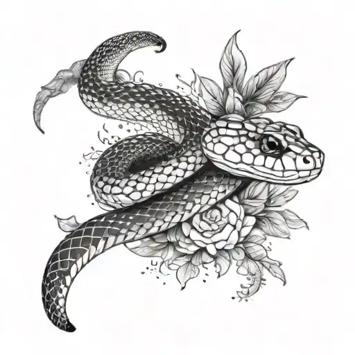 black and white snake on the fore arm tattoo design idea