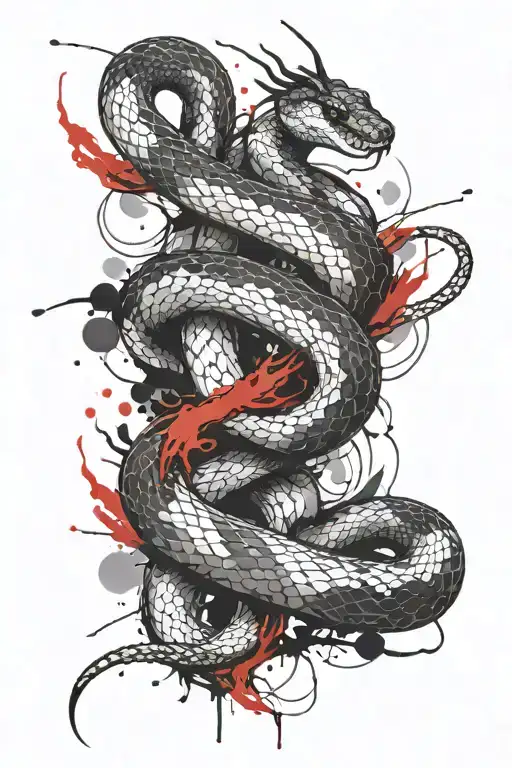black and white snake on the fore arm tattoo design idea