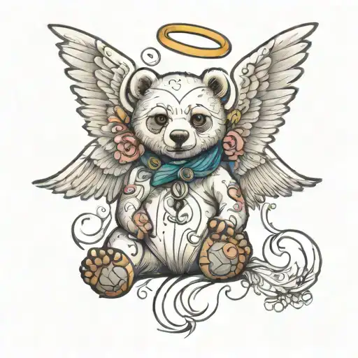 angel bear looking tattoo design idea