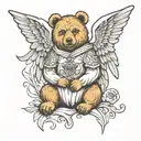 angel bear looking tattoo design idea