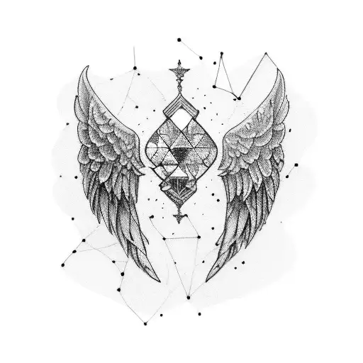 one angel wing With the Cassiopea constellation tattoo design idea
