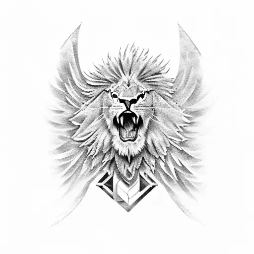 eagle wing with lion tattoo design idea
