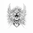 eagle wing with lion tattoo design idea