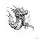 3d dragon tattoos, with fire dripping out the mouth tattoo design idea