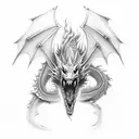 3d dragon tattoos, with fire dripping out the mouth tattoo design idea