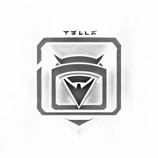 Tesla logo with cyber punk filler tattoo design idea