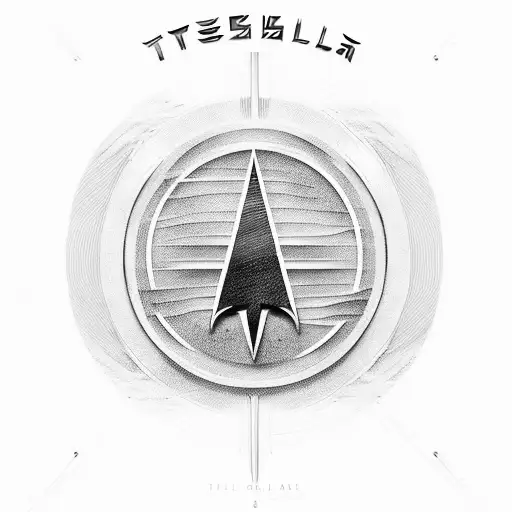 Tesla logo with wires around it tattoo design idea