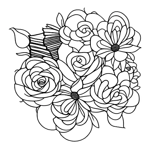 A stack of books with flowers growing out of them tattoo design idea