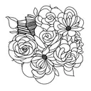 A stack of books with flowers growing out of them tattoo design idea