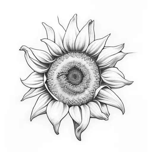 Black and Grey "Morning Glory, Rose, Sunflower" Tattoo Idea BlackInk AI