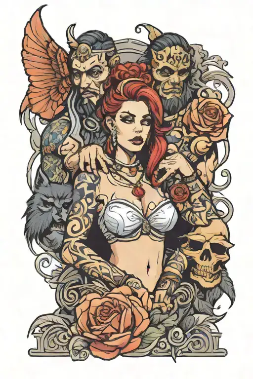 cuckold submissive to his barbarian queen tattoo design idea