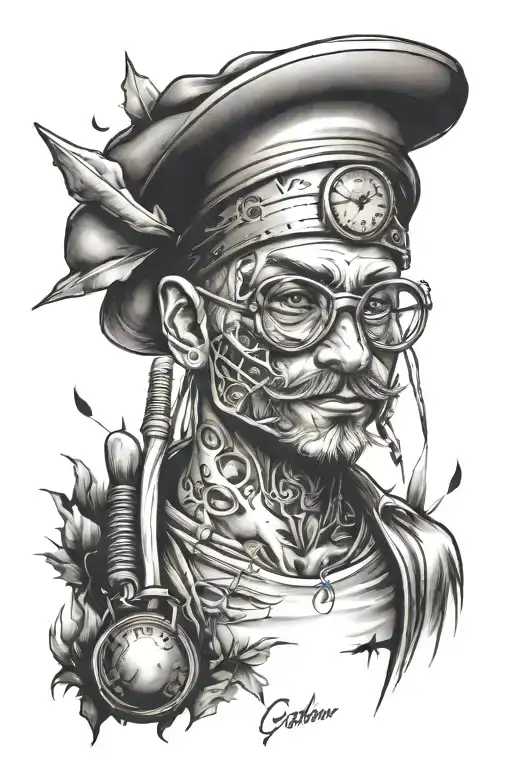 love of travelling, with my career's as chef, builder, miner and teacher. include love of sports  tattoo design idea
