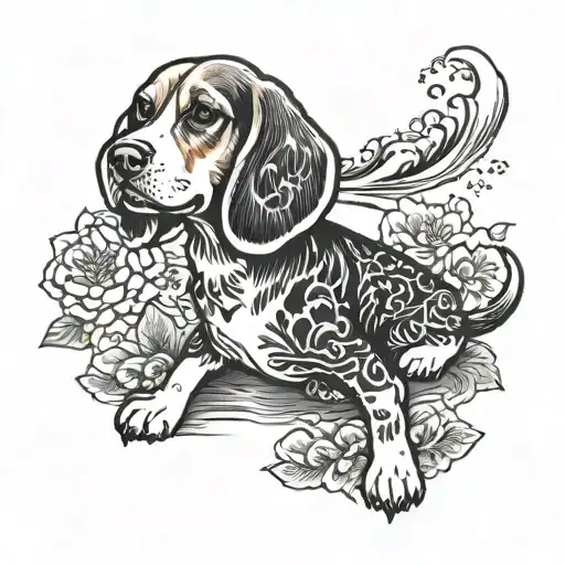 beagle dog tattoo design idea