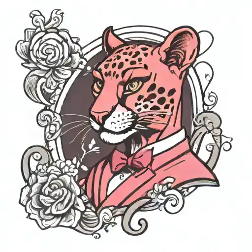 The pink panther from the cartoon was thinking  tattoo design idea