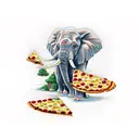 A tattoo of a pixelated elephant eating a slice of pizza tattoo design idea