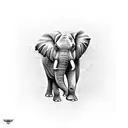A tattoo of a pixelated elephant eating a slice of pizza tattoo design idea
