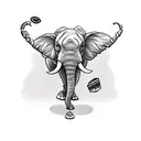 A tattoo of a pixelated elephant eating a slice of pizza tattoo design idea