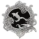 An intricate Celtic knotwork design incorporating elements of the Hawaiian islands and sea creatures tattoo design idea