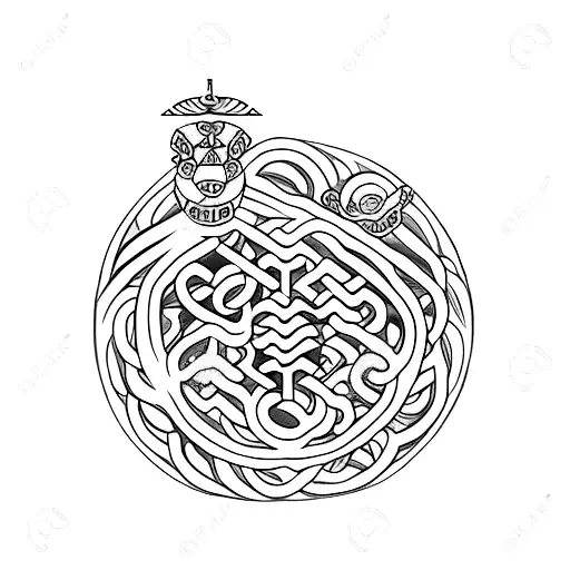 A minimalist tattoo of a traditional Japanese symbol for family surrounded by rings, representing the deep love and connection with the mother, brother, and sister tattoo design idea