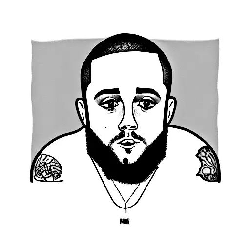 Mac Millers swimming album cover but he has a slight smile tattoo design idea