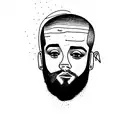 Mac Millers swimming album cover but he has a slight smile tattoo design idea