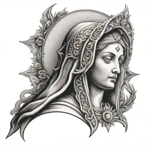 Virgen dolorosa tattoo design idea