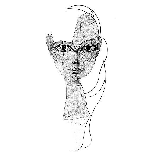 a sculpture of a woman's face tattoo design idea
