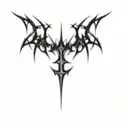 the logo of a black metal band medieval tattoo design idea