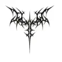 the logo of a black metal band medieval tattoo design idea