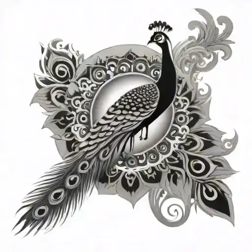 The Sun and the Peacock tattoo design idea