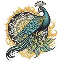 sun and peacock tattoo design idea