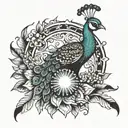 sun and peacock tattoo design idea