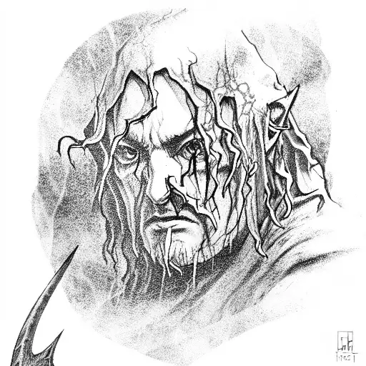 Lord of the rings, Harry Potter, dark, black and white, high details, epic, 8k,  tattoo design idea