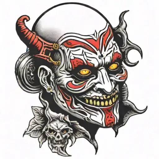 slipknot style horror mask holds tattoo design idea