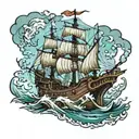 pirate ghost ship wreck tattoo design idea