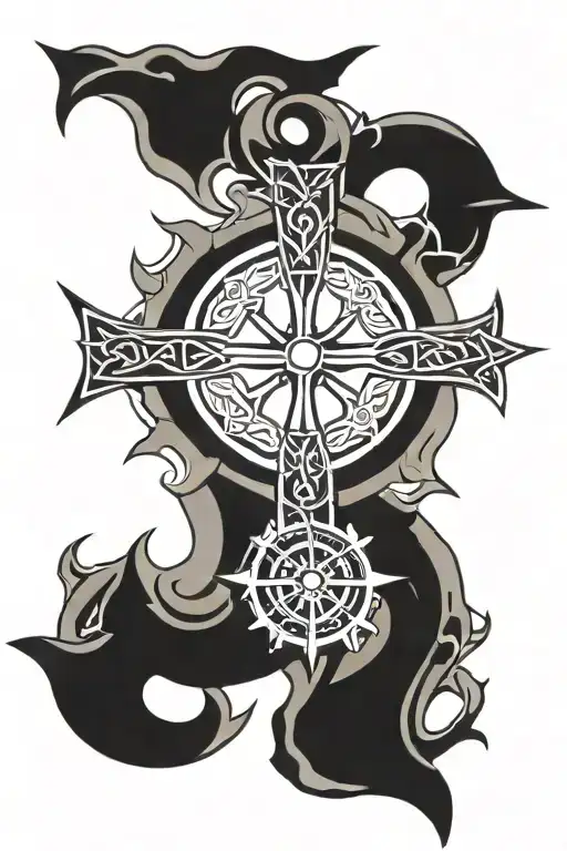 Celtic cross canons Celtic compass and Celtic anchor tattoo design idea