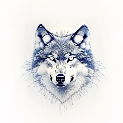 wolf with gray trees tattoo design idea