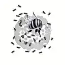 beehive and bees tattoo design idea