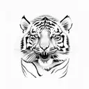 Tiger cub with flower in mouth tattoo design idea