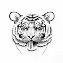 Tiger cub with flower in mouth tattoo design idea