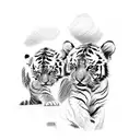 playful tiger cubs tattoo design idea