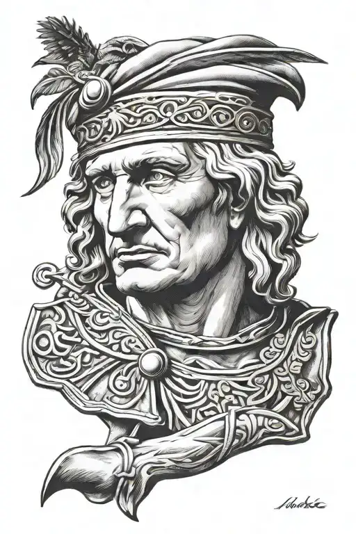 represents history, strategy, poetry, and art by historic figures such as alexander the great ataturk da vinci  tattoo design idea