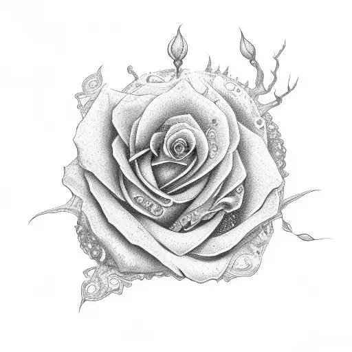 rose and dragon fly tattoo design idea